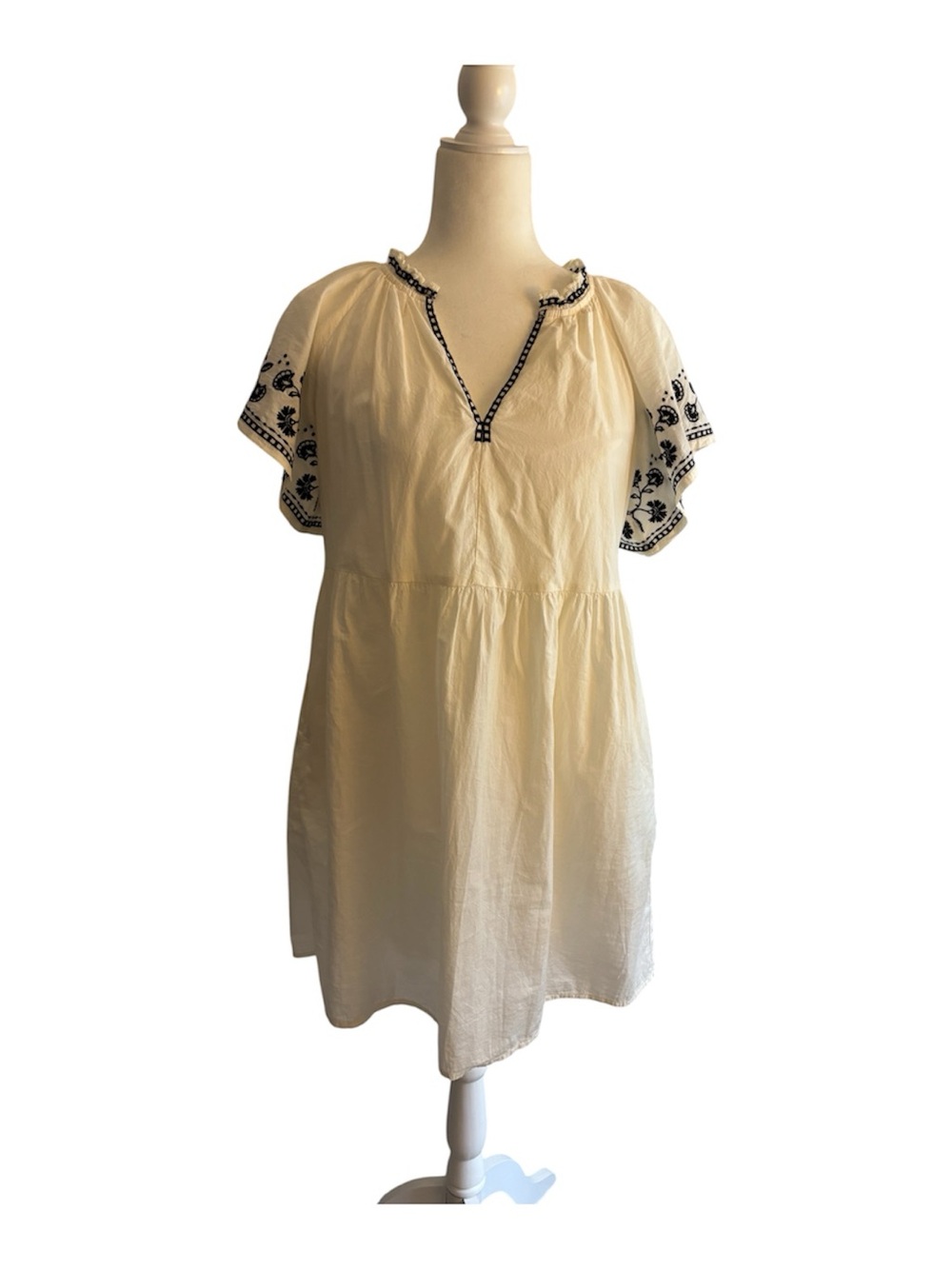 Old Navy Cream Tunic with Black Embroidery